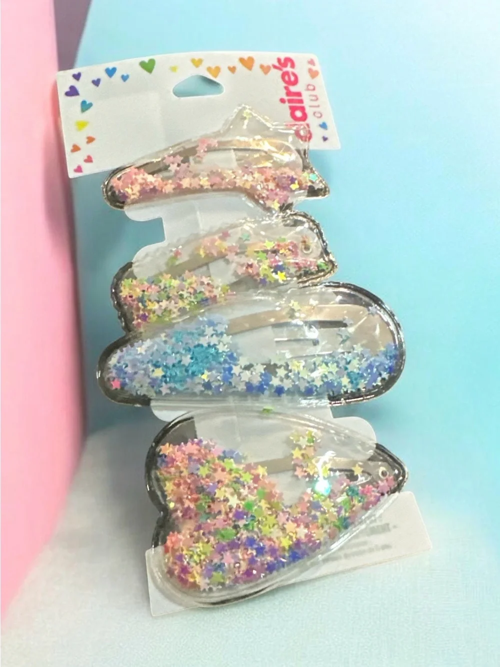 Claire's Glitter Star Hair Clips - Pastel Multi 1043